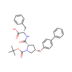 CC(C)(C)OC(=O)N1C[C@@H](Oc2ccc(-c3ccccc3)cc2)C[C@H]1C(=O)N[C@@H](Cc1ccccc1)C(=O)O ZINC000653748828