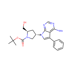 CC(C)(C)OC(=O)N1C[C@@H](n2cc(-c3ccccc3)c3c(N)ncnc32)C[C@@H]1CO ZINC000003827987