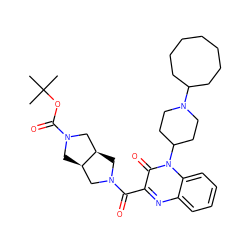 CC(C)(C)OC(=O)N1C[C@@H]2CN(C(=O)c3nc4ccccc4n(C4CCN(C5CCCCCCC5)CC4)c3=O)C[C@@H]2C1 ZINC000114709045