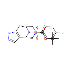 CC(C)(C)OC(=O)N1C[C@@H]2c3cn[nH]c3C[C@H](C1)N2S(=O)(=O)c1ccc(Cl)cc1 ZINC000045259303