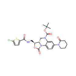 CC(C)(C)OC(=O)N1C[C@H]2[C@H](CNC(=O)c3ccc(Cl)s3)OC(=O)N2c2ccc(N3CCCCC3=O)cc21 ZINC000299822750