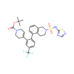 CC(C)(C)OC(=O)N1CC=C(c2cc(C(F)(F)F)ccc2-c2cccc3c2CCN(S(=O)(=O)Nc2ncns2)C3)CC1 ZINC000147445924