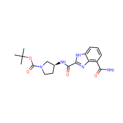 CC(C)(C)OC(=O)N1CC[C@H](NC(=O)c2nc3c(C(N)=O)cccc3[nH]2)C1 ZINC001772574058