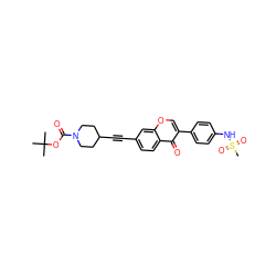 CC(C)(C)OC(=O)N1CCC(C#Cc2ccc3c(=O)c(-c4ccc(NS(C)(=O)=O)cc4)coc3c2)CC1 ZINC000169700846