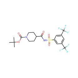 CC(C)(C)OC(=O)N1CCC(C(=O)NS(=O)(=O)c2cc(C(F)(F)F)cc(C(F)(F)F)c2)CC1 ZINC000028137227