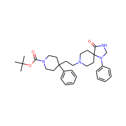 CC(C)(C)OC(=O)N1CCC(CCN2CCC3(CC2)C(=O)NCN3c2ccccc2)(c2ccccc2)CC1 ZINC000040950212