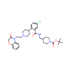 CC(C)(C)OC(=O)N1CCC(CNC(=O)c2cc(Cl)ccc2C2CCN(CCN3C(=O)COc4ccccc43)CC2)CC1 ZINC000028826477