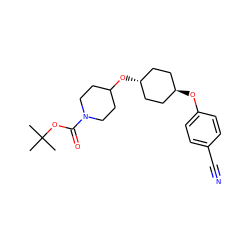 CC(C)(C)OC(=O)N1CCC(O[C@H]2CC[C@H](Oc3ccc(C#N)cc3)CC2)CC1 ZINC000473106572