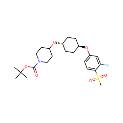 CC(C)(C)OC(=O)N1CCC(O[C@H]2CC[C@H](Oc3ccc(S(C)(=O)=O)c(F)c3)CC2)CC1 ZINC000473106858