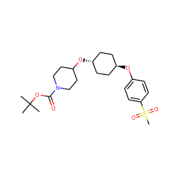 CC(C)(C)OC(=O)N1CCC(O[C@H]2CC[C@H](Oc3ccc(S(C)(=O)=O)cc3)CC2)CC1 ZINC000473100599