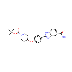 CC(C)(C)OC(=O)N1CCC(Oc2ccc(-c3nc4cc(C(N)=O)ccc4[nH]3)cc2)CC1 ZINC000116501727