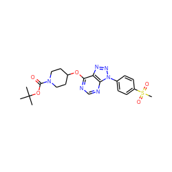 CC(C)(C)OC(=O)N1CCC(Oc2ncnc3c2nnn3-c2ccc(S(C)(=O)=O)cc2)CC1 ZINC000006744265