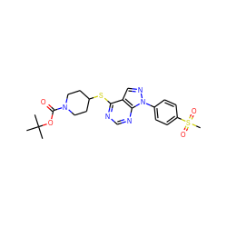 CC(C)(C)OC(=O)N1CCC(Sc2ncnc3c2cnn3-c2ccc(S(C)(=O)=O)cc2)CC1 ZINC000071318671