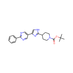 CC(C)(C)OC(=O)N1CCC(c2nc(-c3cnc(-c4ccccc4)nc3)c[nH]2)CC1 ZINC000144962259