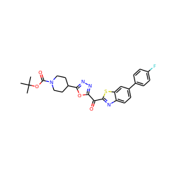 CC(C)(C)OC(=O)N1CCC(c2nnc(C(=O)c3nc4ccc(-c5ccc(F)cc5)cc4s3)o2)CC1 ZINC001772648045