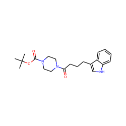 CC(C)(C)OC(=O)N1CCN(C(=O)CCCc2c[nH]c3ccccc23)CC1 ZINC000009485329