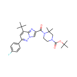 CC(C)(C)OC(=O)N1CCN(C(=O)c2cn3nc(-c4ccc(F)cc4)cc(C(C)(C)C)c3n2)C(C)(C)C1 ZINC000473126755