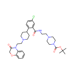 CC(C)(C)OC(=O)N1CCN(CCNC(=O)c2cc(Cl)ccc2C2CCN(CCN3C(=O)COc4ccccc43)CC2)CC1 ZINC000028826540