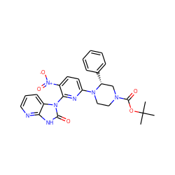 CC(C)(C)OC(=O)N1CCN(c2ccc([N+](=O)[O-])c(-n3c(=O)[nH]c4ncccc43)n2)[C@H](c2ccccc2)C1 ZINC001772579704