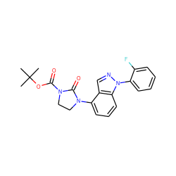 CC(C)(C)OC(=O)N1CCN(c2cccc3c2cnn3-c2ccccc2F)C1=O ZINC000653848801