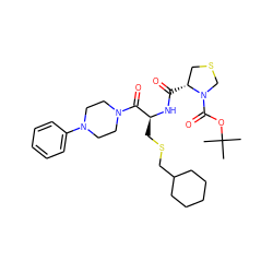 CC(C)(C)OC(=O)N1CSC[C@H]1C(=O)N[C@@H](CSCC1CCCCC1)C(=O)N1CCN(c2ccccc2)CC1 ZINC000026384062