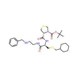 CC(C)(C)OC(=O)N1CSC[C@H]1C(=O)N[C@@H](CSCC1CCCCC1)C(=O)NCCNCc1ccccc1 ZINC000026380613