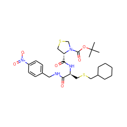 CC(C)(C)OC(=O)N1CSC[C@H]1C(=O)N[C@@H](CSCC1CCCCC1)C(=O)NCc1ccc([N+](=O)[O-])cc1 ZINC000028015727