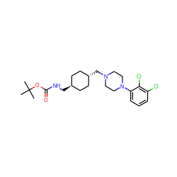 CC(C)(C)OC(=O)NC[C@H]1CC[C@H](CN2CCN(c3cccc(Cl)c3Cl)CC2)CC1 ZINC000253641108