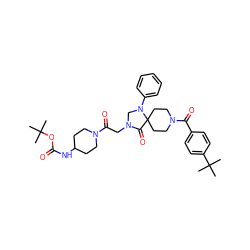 CC(C)(C)OC(=O)NC1CCN(C(=O)CN2CN(c3ccccc3)C3(CCN(C(=O)c4ccc(C(C)(C)C)cc4)CC3)C2=O)CC1 ZINC000066252229