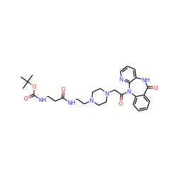 CC(C)(C)OC(=O)NCCC(=O)NCCN1CCN(CC(=O)N2c3ccccc3C(=O)Nc3cccnc32)CC1 ZINC000026268906