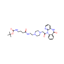 CC(C)(C)OC(=O)NCCCC(=O)NCCN1CCN(CC(=O)N2c3ccccc3C(=O)Nc3cccnc32)CC1 ZINC000026268900