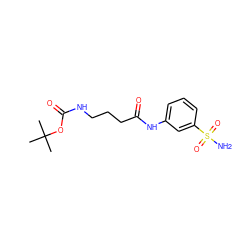 CC(C)(C)OC(=O)NCCCC(=O)Nc1cccc(S(N)(=O)=O)c1 ZINC000061469790