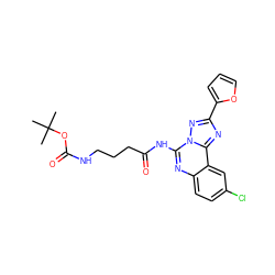 CC(C)(C)OC(=O)NCCCC(=O)Nc1nc2ccc(Cl)cc2c2nc(-c3ccco3)nn12 ZINC000013672409