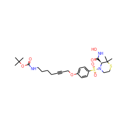 CC(C)(C)OC(=O)NCCCCC#CCOc1ccc(S(=O)(=O)N2CCSC(C)(C)[C@@H]2C(=O)NO)cc1 ZINC000028571939