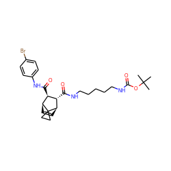 CC(C)(C)OC(=O)NCCCCCNC(=O)[C@H]1[C@H](C(=O)Nc2ccc(Br)cc2)[C@@H]2C=C[C@H]1C21CC1 ZINC000168509509