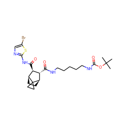 CC(C)(C)OC(=O)NCCCCCNC(=O)[C@H]1[C@H](C(=O)Nc2ncc(Br)s2)[C@@H]2CC[C@H]1C21CC1 ZINC000168534510