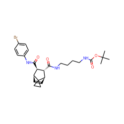 CC(C)(C)OC(=O)NCCCCNC(=O)[C@H]1[C@H](C(=O)Nc2ccc(Br)cc2)[C@@H]2C=C[C@H]1C21CC1 ZINC000168564593