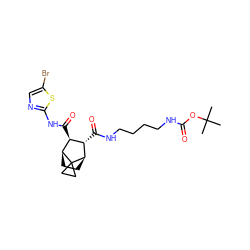 CC(C)(C)OC(=O)NCCCCNC(=O)[C@H]1[C@H](C(=O)Nc2ncc(Br)s2)[C@@H]2CC[C@H]1C21CC1 ZINC000168508140
