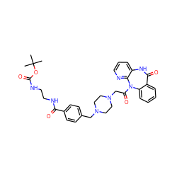 CC(C)(C)OC(=O)NCCNC(=O)c1ccc(CN2CCN(CC(=O)N3c4ccccc4C(=O)Nc4cccnc43)CC2)cc1 ZINC000026274525