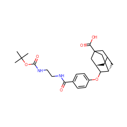 CC(C)(C)OC(=O)NCCNC(=O)c1ccc(OC2[C@H]3CC4C[C@H]2CC(C(=O)O)(C4)C3)cc1 ZINC000473111338