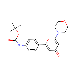 CC(C)(C)OC(=O)Nc1ccc(-c2cc(=O)cc(N3CCOCC3)o2)cc1 ZINC000101074957