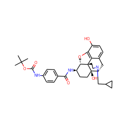 CC(C)(C)OC(=O)Nc1ccc(C(=O)N[C@@H]2CC[C@@]3(O)[C@H]4Cc5ccc(O)c6c5[C@@]3(CCN4CC3CC3)[C@H]2O6)cc1 ZINC000029132706