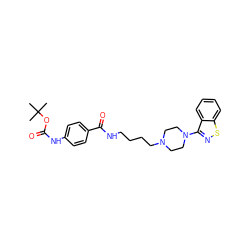 CC(C)(C)OC(=O)Nc1ccc(C(=O)NCCCCN2CCN(c3nsc4ccccc34)CC2)cc1 ZINC000013747133