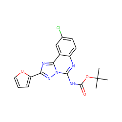 CC(C)(C)OC(=O)Nc1nc2ccc(Cl)cc2c2nc(-c3ccco3)nn12 ZINC000013672407