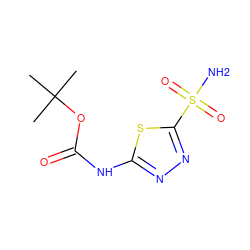 CC(C)(C)OC(=O)Nc1nnc(S(N)(=O)=O)s1 ZINC000005481449