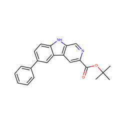 CC(C)(C)OC(=O)c1cc2c(cn1)[nH]c1ccc(-c3ccccc3)cc12 ZINC000064527891