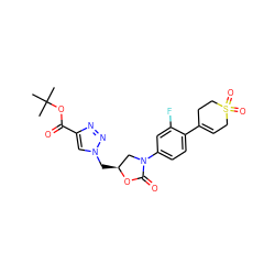 CC(C)(C)OC(=O)c1cn(C[C@H]2CN(c3ccc(C4=CCS(=O)(=O)CC4)c(F)c3)C(=O)O2)nn1 ZINC000013607966