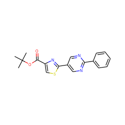 CC(C)(C)OC(=O)c1csc(-c2cnc(-c3ccccc3)nc2)n1 ZINC000146704378