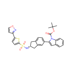 CC(C)(C)OC(=O)n1c(-c2ccc3c(c2)C[C@H](NS(=O)(=O)c2ccc(-c4ccon4)s2)C3)cc2ccccc21 ZINC000028949635