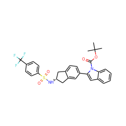 CC(C)(C)OC(=O)n1c(-c2ccc3c(c2)C[C@H](NS(=O)(=O)c2ccc(C(F)(F)F)cc2)C3)cc2ccccc21 ZINC000028949571